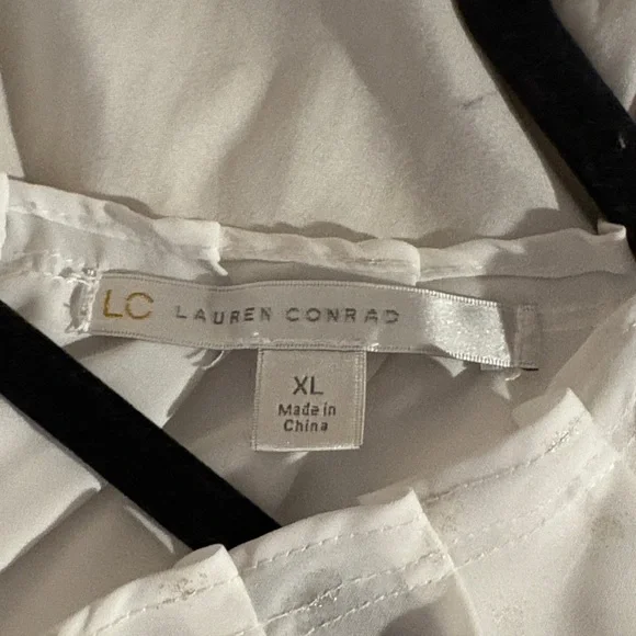 LC Lauren Conrad Pleated Scoop Neck Tie Back Blouse - Picture 2 of 6